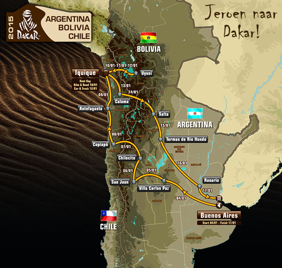 Dakar Route en Etappes 2015